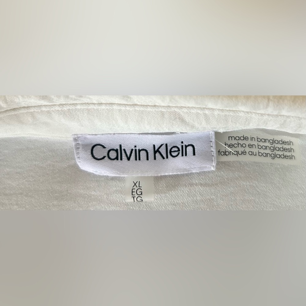 Calvin Klein Off White Button-Front Long Sleeve Blouse–XL – Excellent Condition - Picture 4 of 4